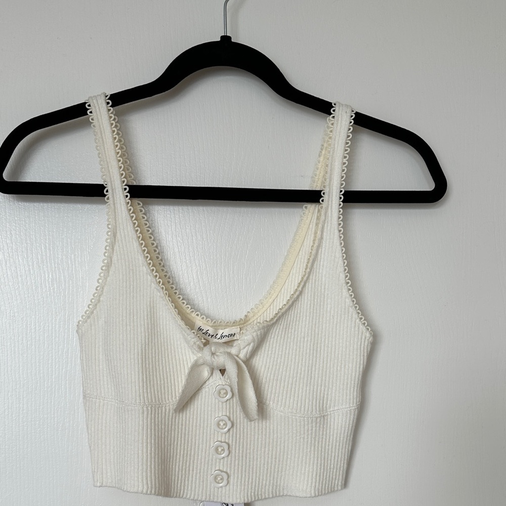 NWT For Love & Lemons cream ribbed bralette size M